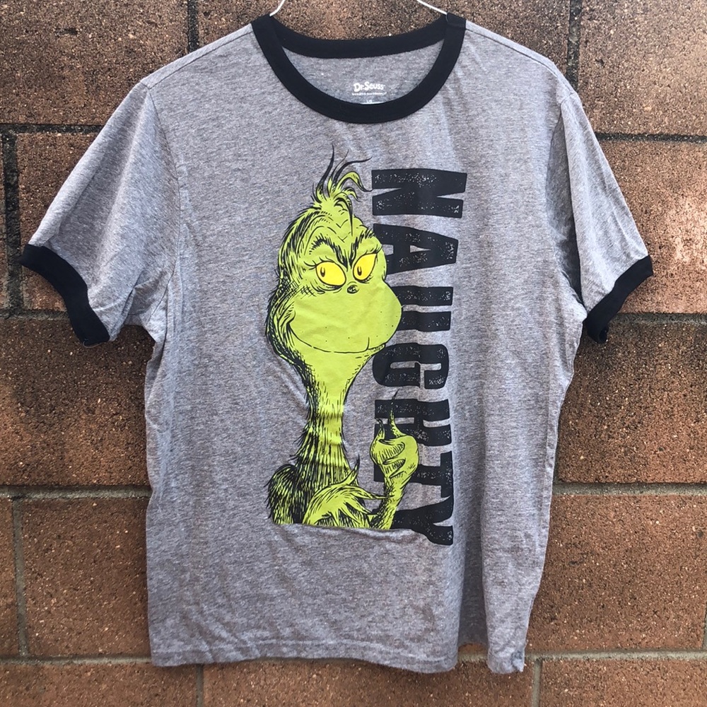 Dr. Seuss Grinch Shirt Sz L Ringer Tee